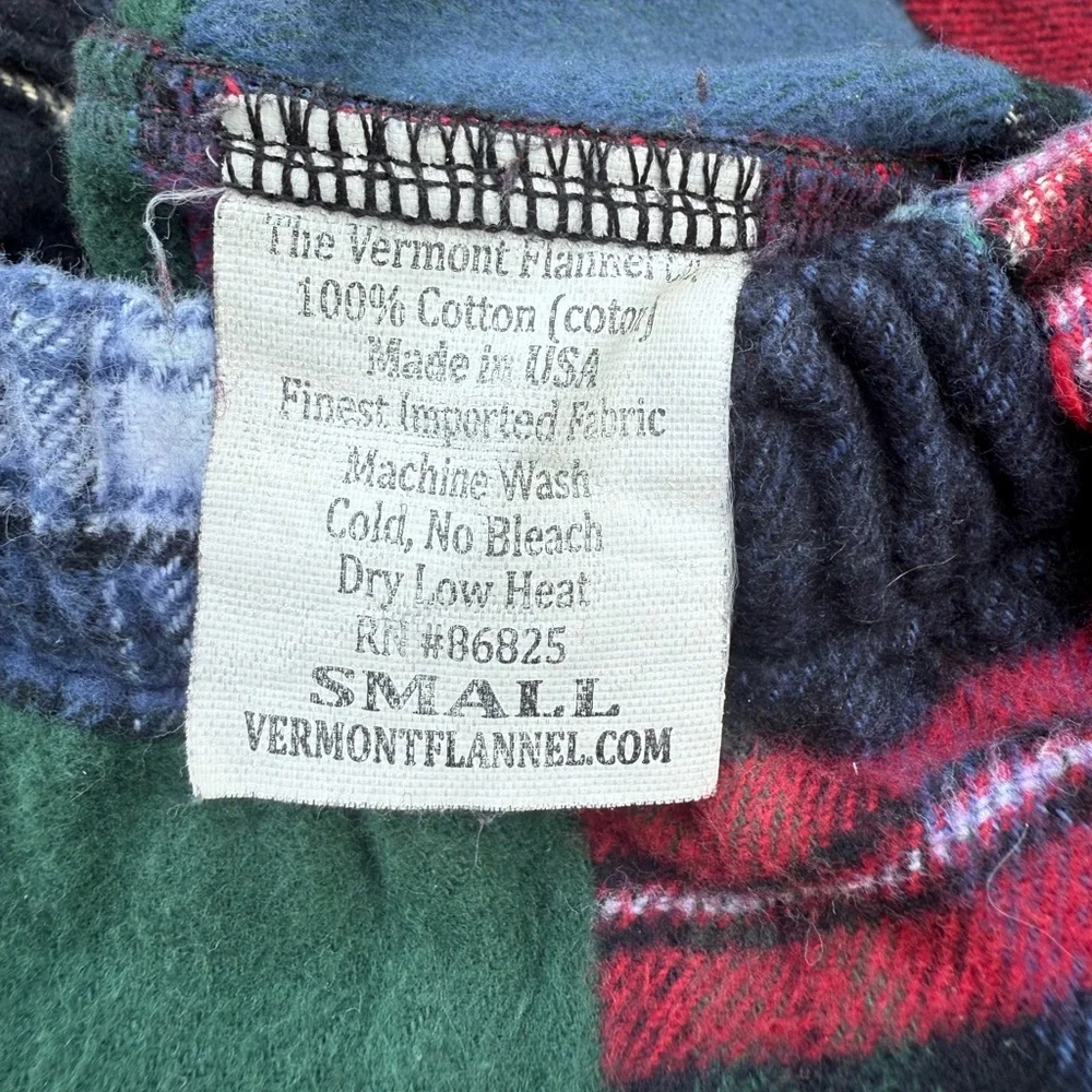 The Vermont Co Plaid Flannel Pants in Red, Green, Blue & White. Size S - Picture 7 of 8